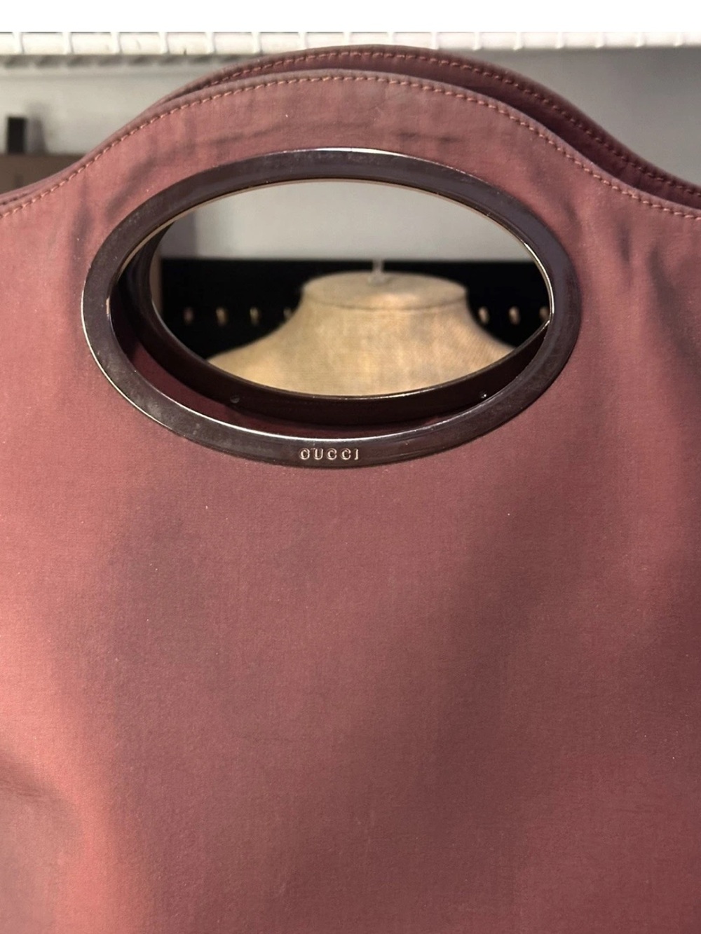 Gucci Handbag Satin iridescent Burgundy Tote Bag - Picture 6 of 12